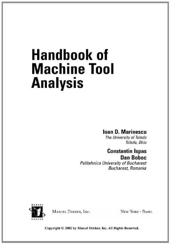 Handbook Of Machine Tool Analysis 1st Edition Ioan D Marinescu