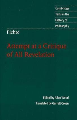 Attempt At A Critique Of All Revelation First Edition Johann Gottlieb Fichte