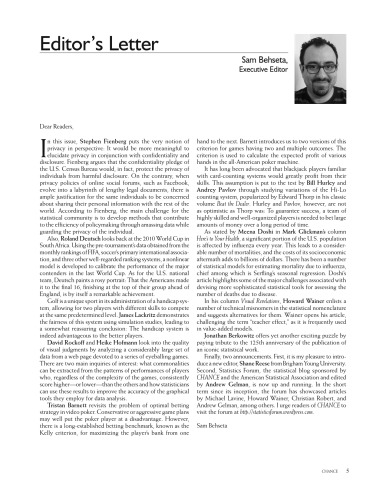 Chance Vol24 No2 2011 Issue 2 Sam Behseta Executive Editor