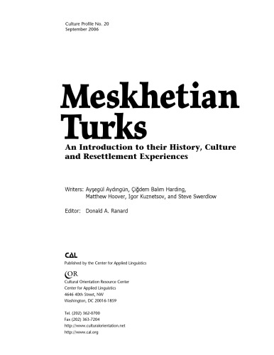 Meskhetian Turks An Introduction To Their History Culture And Resettlement Experiences Ayegl Aydngn