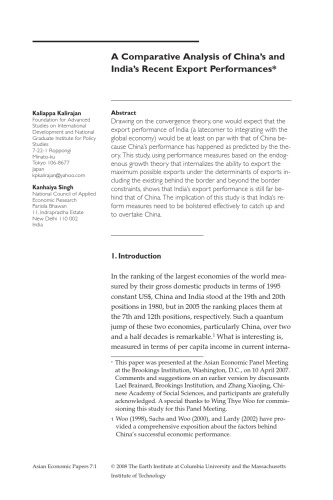 Asian Economic Papers Volume 7 Issue 1 Winter 2008 Jeffrey D Sachs