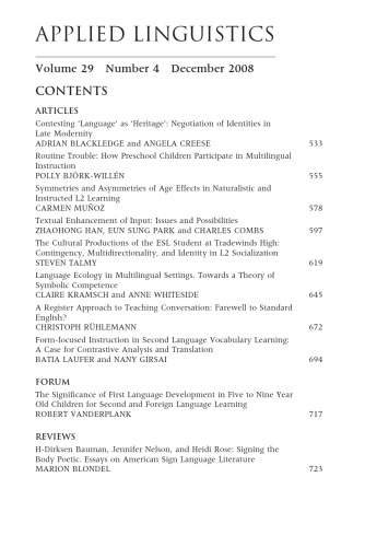 Applied Linguistics 29 4 Zuengler J And Hyland K