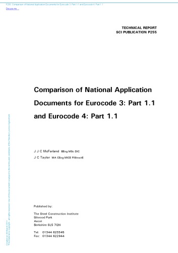 Technical Report Comparison Of National Application Documents For Eurocode 3 Part 11 And Eurocode 4 Part 11 Jjc Mcfarland