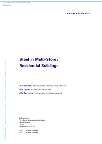 Steel In Multistorey Residential Buildings R M Lawson R G Ogden