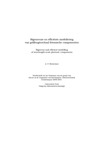 Rigorous And Efficient Modelling Of Wavelength Scale Photonic Components P Bienstman