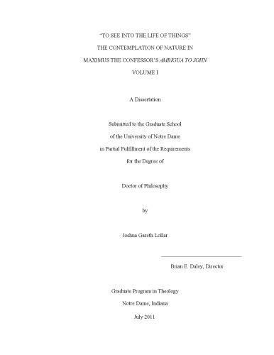 The Contemplation Of Nature In Maximus The Confessor Joshua Gareth Lollar