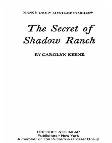 The Secret Of Shadow Ranch Carolyn Keene