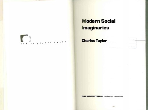 Modern Social Imaginaries Charles Taylor