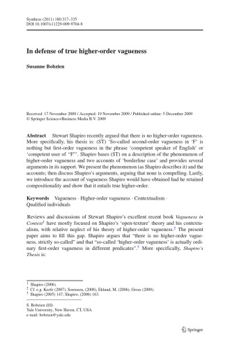 Synthese Journal Volume 180 Number 3 June 2011 No Guest Editor