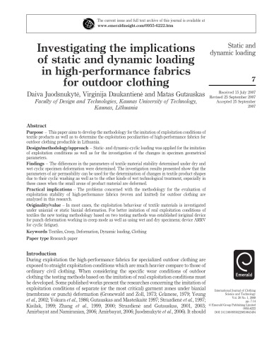 International Journal Of Clothing Technology Vol 20 2008 Issues 16 Emerald