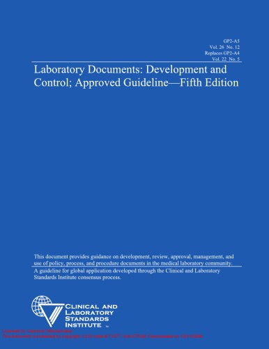 Laboratory Documents Development And Control Approved Guideline 5th Edition Clsi
