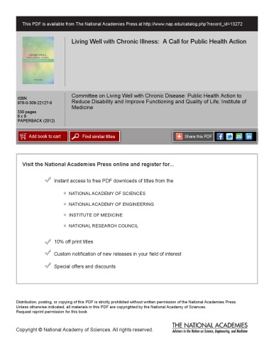 Living Well With Chronic Disease A Call For Public Health Action Committee On Living Well With Chronic De