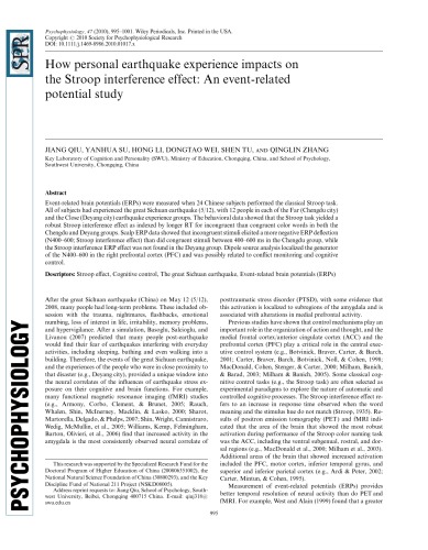 Psychophysiology 476 Robert F Simons