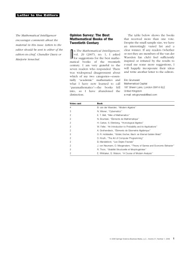 The Mathematical Intelligencer Volume 31 Issue 1 Springer