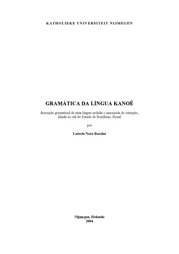 Gramtica Da Lngua Kano Laercio Nora Bacelar