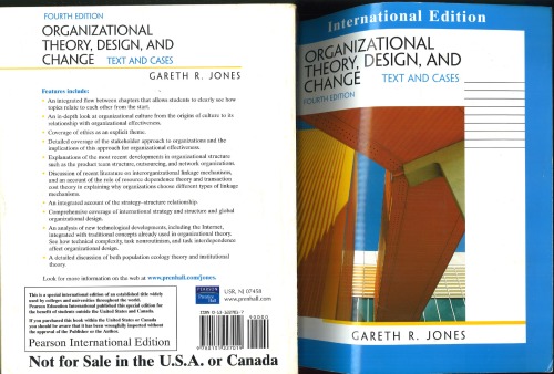 Organizational Theory Design And Change Text And Cases 4th Gareth R Jones