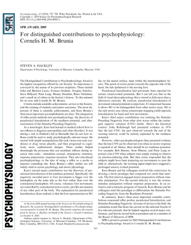 Psychophysiology 475 Robert F Simons