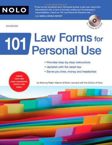101 Law Forms For Personal Use 6th Edition Ralph E Warner Robin Leonard