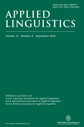 Applied Linguistics Volume 31 Number 4 2010 Applied Linguistics Oxford University