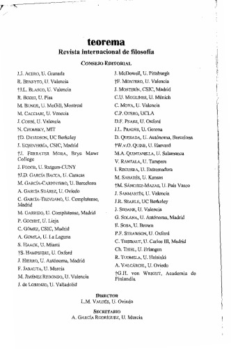 Teorema Revista Internacional De Filosofia Mcdowell Special Issue Volume Xxv1 Angel Garcia Rodriguez