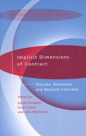 Implicit Dimensions Of Contract Discrete Relational And Network Contracts International Studies In The Theory Of Private Law David Campbell