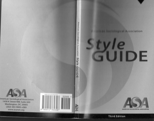 American Sociological Association Style Guide Asa Style Guide 3rd Edition Coll