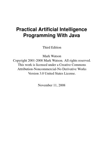 Practical Artificial Intelligence Programming With Java 3rd Mark Watson