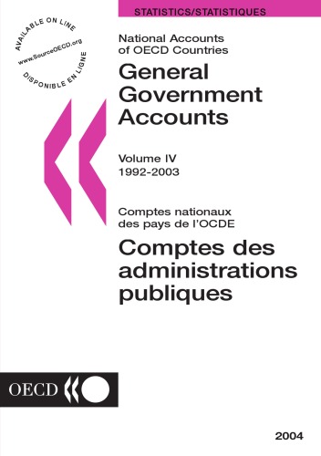 National Accounts Of Oecd Countries General Government Accounts 19922003 Oecd National Accounts Organisation For Economic Cooperation And Development
