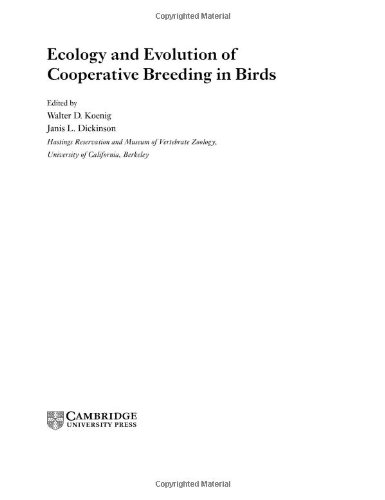 Ecology And Evolution Of Cooperative Breeding In Birds 1st Edition Walter D Koenig