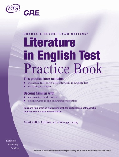 Gre Literature In English Test Practice Book Educational Testing Service