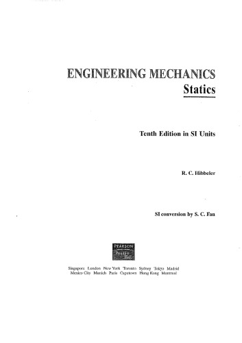 Engineering Mechanics Statics Tenth Edition In Si Units 3rev Ed Rc Hibbeler
