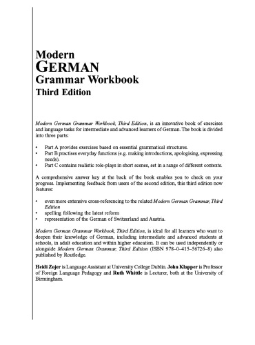 Modern German Grammar Workbook 3rd Edition Heidi Zojer John Klapper