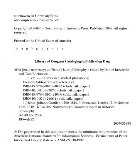 After Jena New Essays On Fichtes Later Philosophy Topics In Historical Philosophy Tom Rockmore