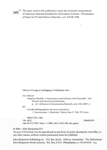 Sisyphuss Boulder Consciousness And The Limits Of The Knowable 1st Edition Eric Dietrich