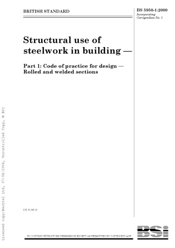 Structural Use Of Steelwork In Buildingpart 1 Code Of Practice For Design Rolled And Welded Sections