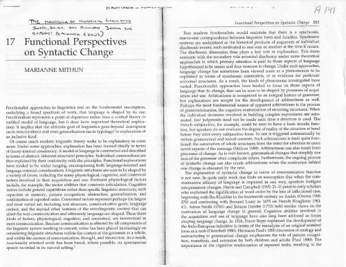 Functional Perspectives On Syntactic Change Marianne Mithun