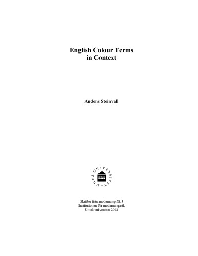 English Colour Terms Anders Steinvall