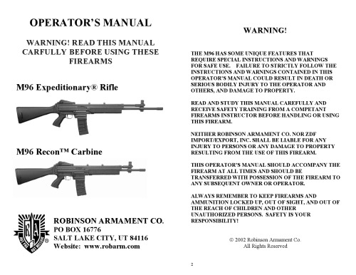 Operators Manual M96