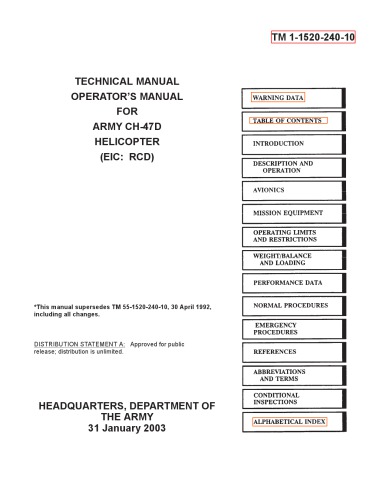 Technical Manual Operators Manual For Army Ch47d Helicopter Tm 1152024010