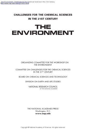 The Environment Challenges For The Chemical Sciences In The 21st Century Molina Mj