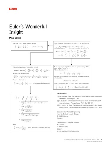 The Mathematical Intelligencer Vol 34 No 4 December 2012