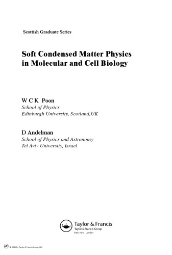 Soft Condensed Matter Physics In Molecular And Cell Biology Poon Wck