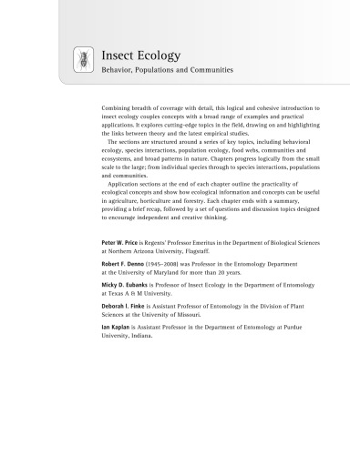 Insect Ecology Draft Price Pw Et Al