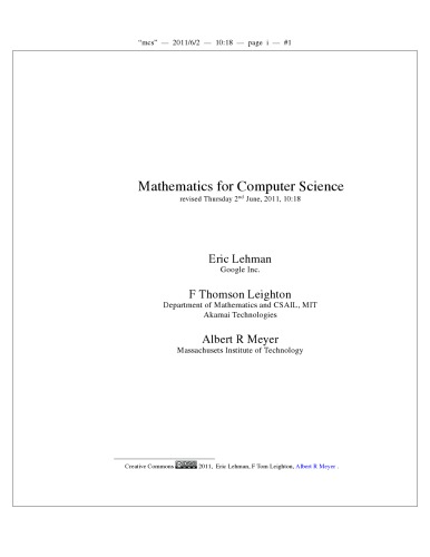 Mathematics For Computer Science Lehman E Leighton T Meyer A