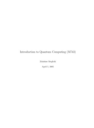 Introduction To Quantum Computing Meglicki Z