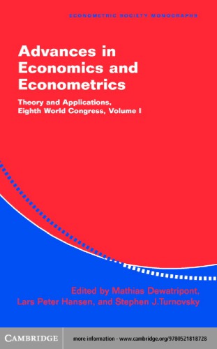 Advances In Economics And Econometrics Vol 1 Dewatripont M