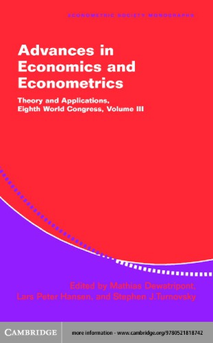 Advances In Economics And Econometrics Vol 3 Dewatripont M