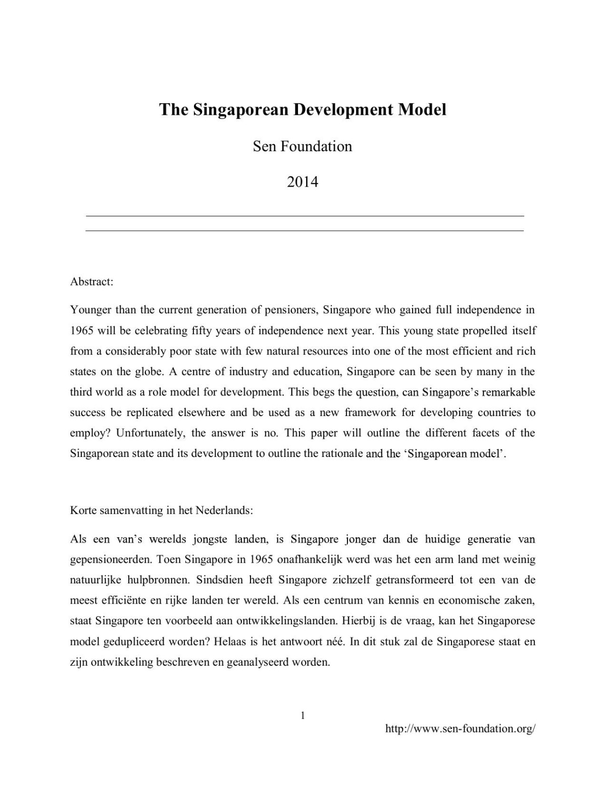 The Singaporean Development Model Victor Maertens