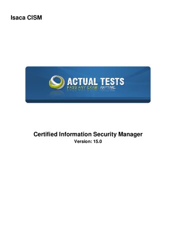 Cism Certified Information Security Manager Isaca