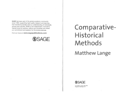 Comparativehistorical Methods Matthew Lange